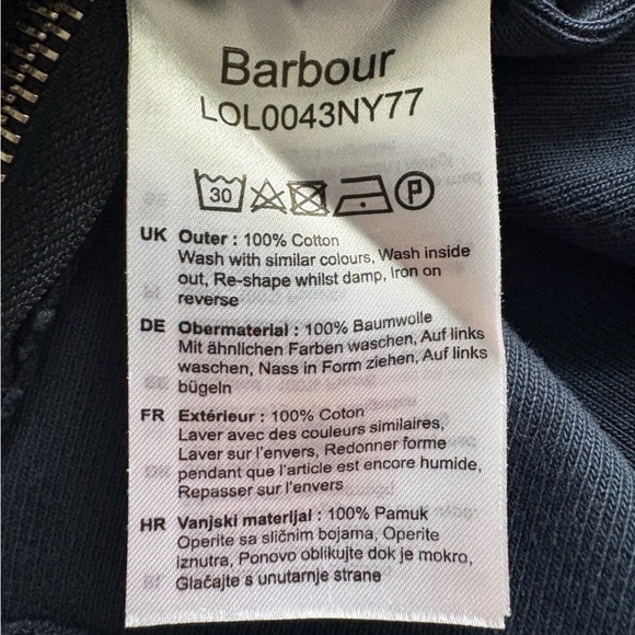 Barbour Navy & White Stripe Side Zip Cotton Pullover Top | Size 6 - Picture 8 of 8